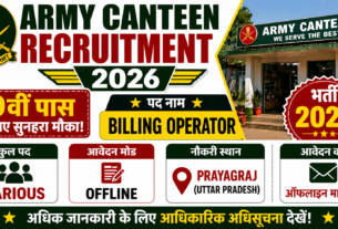 Army Canteen Recruitment 2026 for Billing Operator for 10th Pass