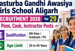 Kasturba Gandhi Awasiya Girls School Aligarh Recruitment 2026 for 29 Peon, Cook, Instructor Posts