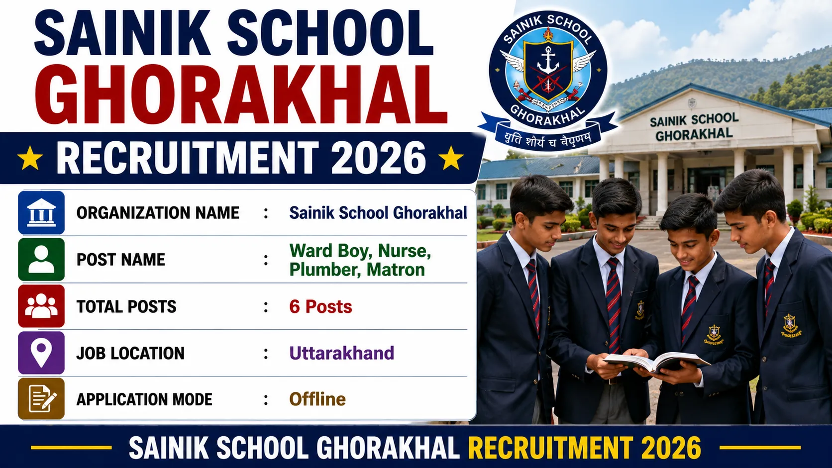 Sainik School Ghorakhal Recruitment 2026